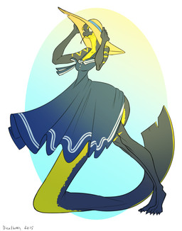 5_toes abstract_background anthro balancing_on_tail barefoot biped black_body black_scales black_tail blue_clothing breasts claws cleavage clothed clothing collarbone countershade_face countershade_tail countershade_torso countershading dress feet female forked_tongue gradient_background green_background hat headgear headwear leaning leaning_forward looking_away multicolored_body multicolored_scales non-mammal_breasts pink_tongue raised_arm ribbons scales side_view simple_background small_breasts small_waist smile snout solo standing straw_hat tail tiptoes toe_claws toes tongue tongue_out toony two_tone_body two_tone_scales two_tone_tail white_background white_eyes wide_hips yellow_background yellow_body yellow_countershading yellow_scales yellow_tail dieselbrain cornflakes_(derek_hetrick) elapid_(snake) reptile scalie sea_snake snake yellow-bellied_sea_snake 2015 absurd_res digital_drawing_(artwork) digital_media_(artwork) full-length_portrait hi_res portrait