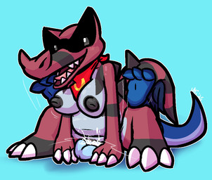 3_fingers 3_toes anthro anthro_on_anthro anthro_penetrated anthro_penetrating anthro_penetrating_anthro balls big_balls black_body black_nipples black_scales black_sclera blue_balls blue_body blue_hair blue_penis blue_scales bodily_fluids claws cum cum_from_vagina cum_in_vagina cum_inside cum_on_balls cum_on_penis cum_splatter duo erection faceless_anthro faceless_character faceless_male feet female female_on_top female_penetrated fingers genital_fluids genitals grey_eyes hair legs_up looking_back male male/female male_on_bottom male_penetrating male_penetrating_female nipples on_bottom on_top open_mouth penetration penis power_bottom red_body red_scales reverse_amazon_position scales service_top sex sharp_teeth slightly_chubby slightly_chubby_anthro slightly_chubby_female smile spikes spikes_(anatomy) teeth toe_claws toes vaginal vaginal_penetration white_claws ultilix nintendo pokemon ulti_(ultilix) crocodilian generation_5_pokemon krookodile lizard pokemon_(species) reptile scalie 2025