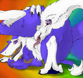 anal anal_vore anthro anus butt clitoral_hood duo extreme_size_difference feathered_wings feathers female feral fur genitals hand_on_butt horn macro micro multicolored_body multicolored_fur open_mouth prehensile_clitoral_hood purple_body purple_eyes purple_fur raised_tail sharp_teeth size_difference smile tail tail_anus teeth tongue two_tone_body two_tone_fur vore vulva white_body white_fur wings konigbouncer friendship_is_magic hasbro my_little_pony mythology twilight_sparkle_(mlp) equid equine horse mammal mythological_creature mythological_equine pony sergal winged_unicorn hi_res