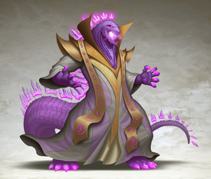 5_fingers anthro breath_powers claws clothing electricity electricity_breathing electricity_manipulation elemental_manipulation fingers magic_user male pink_body pink_scales robe scales simple_background solo standing tail vanharmontt godzilla_(series) toho godzilla kaiju reptile scalie 2025 absurd_res hi_res