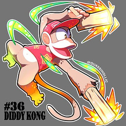 barefoot bottomless brown_body brown_fur clothed clothing feet fur gun handgun hat headgear headwear male open_mouth prehensile_feet ranged_weapon simple_background solo text toes weapon quas-quas donkey_kong_(series) nintendo diddy_kong haplorhine mammal monkey primate 1:1 2019 english_text low_res signature