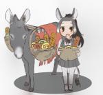 2019 ambiguous_gender animal_humanoid asinus asinus_humanoid baguette basket biped black_hair black_hooves blush bottomwear bow_(feature) bow_tie bread brown_eyes child clothed clothing container donkey donkey_(kemono_friends) donkey_humanoid duo ears_outwards equid equid_humanoid equine equine_humanoid eye_markings eyebrows facial_markings female feral food footwear front_view full-length_portrait fully_clothed grey_body grey_bottomwear grey_clothing grey_hair grey_skirt grey_tail grey_topwear hair head_markings holding_object hooves humanoid iceeye_ena japanese kemono_friends legwear light_body light_skin long_ears low_res mammal mammal_humanoid markings mask_(marking) multicolored_body multicolored_hair open_mouth open_smile pivoted_ears pleated_skirt ponytail portrait quadruped raised_eyebrows saddle shadow shoes simple_background skirt smile snout standing tail tail_tuft tan_body tan_skin thigh_highs topwear tuft two_tone_body two_tone_hair white_background white_body white_clothing white_hair white_legwear white_markings young