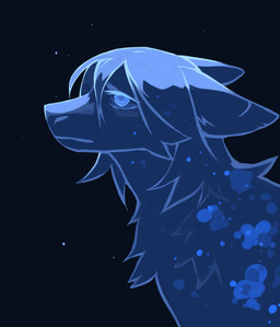 ambiguous_gender cheek_tuft chest_tuft facial_tuft feral hair mouth_closed narrowed_eyes neck_tuft simple_background solo toony tuft unsigned corzh77 canid mammal bust_portrait hi_res portrait restricted_palette