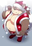 asian_clothing belly big_belly blush clothing costume east_asian_clothing fundoshi hair japanese_clothing male moobs navel overweight overweight_male ponytail santa_costume scar underwear ptcmtr lifewonders tokyo_afterschool_summoners shino_(tas) canid canine canis domestic_dog mammal absurd_res hi_res