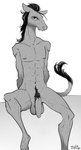 abs anthro athletic athletic_anthro athletic_male balls flaccid foreskin genitals humanoid_genitalia humanoid_penis looking_at_viewer male mane nude pecs penis pubes solo jabberwockychamber beastars yafya_(beastars) equid equine horse mammal greyscale hi_res monochrome