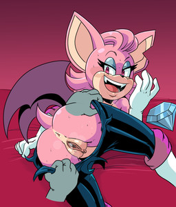 anthro anus armwear bodily_fluids boots bottomwear butt clitoral_hood clitoris clothing disembodied_hand elbow_gloves female footwear fur gem genital_fluids genitals gloves hair handwear leaking looking_at_viewer lying mature_anthro mature_female membrane_(anatomy) membranous_wings on_side open_mouth pants pussy_juice_leaking shoes smile sweat sweatdrop tail teeth torn_bottomwear torn_clothing torn_pants vaginal_fluids vaginal_fluids_on_vulva vulva wings extraspecialzone sega sonic_the_hedgehog_(series) bessi_the_bat bat mammal digital_media_(artwork)