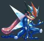 bodily_fluids bulge clothing costume cum detailed_bulge genital_fluids genital_outline latex male penis_outline pokemon_costume solo tight_clothing transformation lizaosan nintendo pokemon ash-greninja ash_ketchum pokemon_trainer amphibian generation_6_pokemon greninja human mammal pokemon_(species)