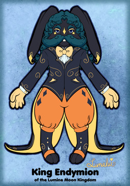 anthro biped blue_eyes bow_accessory bow_tie buckteeth clothed clothing coat curled_mustache curly_hair facial_hair floppy_ears fur gloves grey_body hair handwear legwear looking_at_viewer lop_ears male markings mustache paws royalty simple_background solo suit suit_jacket swirls tailcoat teal_hair teeth text topwear yellow_markings lunalaimoonglow king_endymion lagomorph leporid lumine mammal rabbit artist_name colored colored_sketch digital_drawing_(artwork) digital_media_(artwork) english_description english_text full-length_portrait hi_res model_sheet portrait signature sketch