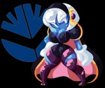 blue_body blue_skin breasts clothing crossgender female gloves hair handwear not_furry solo white_eyes white_hair wide_hips frostlock kirby_(series) nintendo meta_knight humanoid alpha_channel