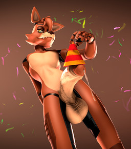5_fingers anthro balls big_balls big_penis bodily_fluids brown_background brown_glans brown_hair clothing confetti dripping dutch_angle erection fangs fingers genital_fluids genitals glans gradient_background hair hat headgear headwear humanoid_genitalia humanoid_penis looking_at_viewer looking_down looking_down_at_viewer low-angle_view machine male navel navel_line party_hat pecs penis precum precum_drip sharp_teeth short_hair simple_background smile smiling_at_viewer solo teeth thick_penis vein veiny_penis wide_hips yellow_eyes zelyonka disembowell_(modeler) red-eye_(modeler) five_nights_at_freddy's scottgames fan_character scarlet_(doctorpurple2000) animatronic canid canine fox mammal robot robot_anthro 3d_(artwork) digital_media_(artwork) hi_res source_filmmaker_(artwork)