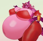 anthro belly big_belly big_breasts bottomwear breasts clothed clothing female fingers fur hair huge_belly huge_breasts hyper hyper_belly hyper_pregnancy long_hair looking_at_viewer navel pants pink_body pink_fur pink_hair pregnant pregnant_anthro pregnant_female purple_body purple_fur simple_background solo thick_thighs topwear white_background odisia felid feline mammal hi_res portrait three-quarter_portrait