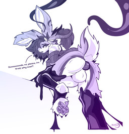 anal_oviposition anthro antlers balls clothing egg genitals gynomorph horn intersex latex latex_clothing liquid_latex oviposition tentacles tired tired_eyes minze minze_aghevin jackalope lagomorph mammal goo_(disambiguation) hi_res