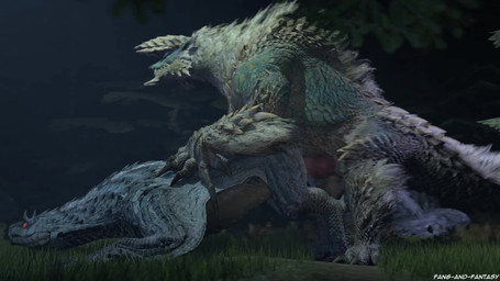 all_fours ambiguous_gender ambiguous_penetrated ambiguous_penetration balls bouncing_balls digitigrade doggystyle duo erection fangs feral feral_on_feral feral_penetrated feral_penetrating feral_penetrating_feral forest from_behind_position genitals growling knot male male/ambiguous male_penetrating male_penetrating_ambiguous night penetration plant quadruped sex sharp_teeth tail teeth tree fang-and-fantasy sound_warning capcom monster_hunter mythology dragon fanged_wyvern mythological_creature mythological_scalie scalie tobi-kadachi zinogre 16:9 3d_(artwork) 3d_animation animated digital_media_(artwork) hi_res high_framerate huge_filesize long_playtime sound source_filmmaker_(artwork) video widescreen