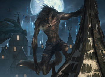 anthro black_body black_fur bottomwear building claws clothing cloud fur house long_arms looking_at_viewer male moon muscular muscular_male night on_roof outside pants solo tail torn_bottomwear torn_clothing torn_pants yellow_eyes lie_setiawan hasbro magic:_the_gathering mythology wizards_of_the_coast canid canine mammal mythological_canine mythological_creature werecanid werecanine werecreature werewolf hi_res official_art