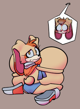 aged_up anthro big_breasts big_ears blush blush_lines boots breast_expansion breasts clothing cutout dress expansion female footwear gloves handwear huge_breasts hyper hyper_breasts kneeling looking_down offscreen_character panties shoes skinny_female solo speech_bubble surprised tan_body top_heavy underwear klacket sega sonic_the_hedgehog_(series) cream_the_rabbit vanilla_the_rabbit lagomorph leporid mammal rabbit 2025 digital_drawing_(artwork) digital_media_(artwork) hi_res shaded