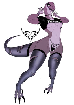 alternative_fashion anthro areola areola_slip black_claws black_clothing black_eyeshadow black_lips black_lipstick black_shirt black_topwear breasts brown_body brown_scales camel_toe claws clothing collar crop_top eyebrow_piercing eyeshadow facial_piercing feet female furgonomics goth legwear lip_piercing lips lipstick long_neck makeup mascara non-mammal_breasts nose_piercing piercing scales shirt solo spiked_collar spikes stockings tail tail_clothing tail_stocking talons thick_tail toes topwear torn_clothing torn_legwear torn_shirt torn_stockings torn_topwear under_boob womb_tattoo king_kringle dinosaur dromaeosaurid prehistoric_species reptile saurischian scalie theropod velociraptor absurd_res hi_res