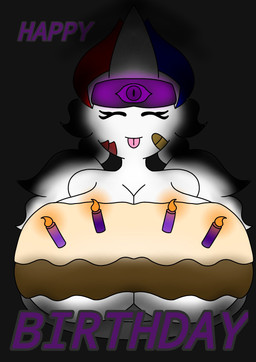 3_eyes anthro bandage big_breasts breasts candle eyes_closed female happy_birthday huge_breasts multi_eye solo tongue tongue_out white_body wings novice_sfw nintendo pokemon elizabeth_(novice_sfw) generation_4_pokemon pokemon_(species) togekiss hi_res