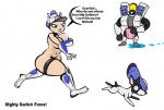 armor breasts corporal_gendarmor female inverted_nipples machine nipples not_furry nude short_stack text thick_thighs lil_scooter56 mighty_switch_force! wayforward patricia_wagon ugly_twitching_dog canid canine canis domestic_dog humanoid mammal robot english_text