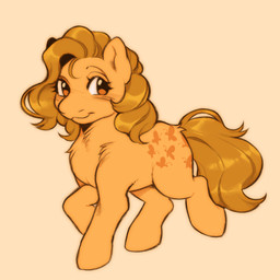 bent_legs chest_tuft closed_smile cutie_mark eyelashes female female_feral feral fur hooves light long_tail mane medium_mane mouth_closed orange_body orange_eyes orange_fur orange_mane orange_tail pre-g4 quadruped simple_background smile solo tail tan_background thin_eyebrows tuft unguligrade walking wavy_mane wavy_tail cabysoft hasbro mlp_g1 my_little_pony butterscotch_(mlp_g1) earth_pony equid equine horse mammal pony 1:1 2022 colored digital_drawing_(artwork) digital_media_(artwork) english_description lighting shaded