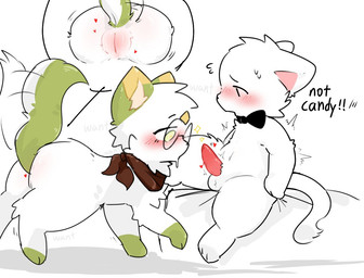 anthro anthro_on_feral balls bestiality biped blush bodily_fluids body_blush bow_tie cat_tail digitigrade duo eyewear female female_feral female_on_anthro feral forehead_gem fur gem genital_shot genitals glasses green_body green_eyes green_fur hearts_around_body innie_vulva kerchief looking_at_another looking_at_genitalia looking_at_penis male male/female male_anthro male_on_feral monotone_body monotone_fur multicolored_body multicolored_fur neckerchief neckwear paws penis quadruped shaking side_view slim slim_anthro slim_male sweat tail tail_motion tailwag tapering_penis text tremble_spikes trembling two_tone_body two_tone_fur vulva vulva_blush white_body white_fur starling1220 kiri_(kirichiiii) domestic_cat felid feline felis mammal 2026 digital_drawing_(artwork) digital_media_(artwork) english_text flat_colors