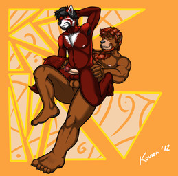 anal anal_penetration animal_genitalia anthro anthro_on_anthro anthro_penetrated anthro_penetrating anthro_penetrating_anthro armpit_hair balls beard biceps big_muscles big_penis body_hair brown_body brown_fur butt butt_grab claws duo erection facial_hair fur genitals goatee hand_on_butt kneeling lying male male/male male_on_bottom male_on_top male_penetrated male_penetrating male_penetrating_male muscular muscular_male nipples nude on_back on_bottom on_top pecs penetration penile penile_penetration penis pose reverse_cowgirl_position sex sheath straddling toe_claws kousen ailurid bear mammal red_panda 2012