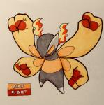 2018 3_fingers 4_arms ambiguous_gender anthro anthrofied arthropod biped english_text fakemon featureless_crotch featureless_feet feet fingerless_(marking) fingers fire firefightdex fist front_view full-length_portrait generation_4_pokemon grey_body hi_res insect insect_wings leg_markings lepidopteran marco_fanjul marker_(artwork) markings mixed_media mothim multi_arm multi_limb multicolored_body multicolored_wings nintendo no_sclera nude orange_body orange_eyes orange_wings pen_(artwork) pokemon pokemon_(species) portrait red_wings shadow simple_background snout socks_(marking) solo standing text toony traditional_media_(artwork) white_background white_body winged_arms wings yellow_wings