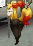 anthro anus arm_tuft asking asking_viewer asking_who bangs bedroom_eyes bent_over black_body black_fur black_text black_tuft blonde_hair breasts butt cheek_tuft dialogue ear_tuft eye_through_hair eyebrow_through_hair eyebrows eyelashes facial_tuft fangs feet female fluffy fluffy_tail fur fur_tuft genitals glistening glistening_anus glistening_body glistening_butt glistening_eyes glistening_fur glistening_genitalia glistening_hair glistening_pussy glistening_tail hair half-closed_eyes hip_tuft humanoid_feet humanoid_genitalia humanoid_pussy inner_ear_fluff inside leaning leaning_forward light long_hair looking_at_viewer looking_back multicolored_body multicolored_fur multicolored_tail narrowed_eyes nude object_in_tail offering_sex open_mouth open_smile orange_body orange_fur orange_tail pink_eyes pink_tongue plantigrade plump_labia pointy_ears polygonal_speech_bubble presenting presenting_anus presenting_hindquarters presenting_pussy prick_ears propositioning public public_nudity public_transportation puffy_anus purple_eyes pussy question raised_heel raised_tail rear_view red_hair seductive shadow sharp_teeth short_stack shoulder_tuft side_boob slim small_breasts small_waist smile snout solo speech_bubble standing stick stick_in_tail tail talking_to_viewer teeth text tiptoes tongue translucent translucent_hair tuft two_tone_tail yellow_body yellow_fur yellow_tail young young_anthro young_female tanukiarts nintendo pokemon trixxie_firebush braixen generation_6_pokemon pokemon_(species) 2020 english_text full-length_portrait hi_res portrait watermark