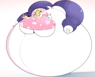 2_horns aloha_shirt anthro barefoot beard belly belly_expansion belly_inflation big_belly big_butt big_moobs bloated blonde_beard blonde_facial_hair blonde_hair blue_bottomwear blue_clothing blue_pants bottomwear butt clothing expansion facial_hair feet floppy_ears food fur hair holding_fork holding_object holding_plate horn huge_belly huge_butt huge_moobs hyper hyper_belly hyper_butt immobile inflation long_ears lying male moobs on_front pants pastry pattern_clothing pattern_shirt pattern_topwear pie pink_clothing pink_shirt pink_topwear plate shirt simple_background slice_of_pie solo thick_thighs topwear white_background white_body white_fur terito undertale_(series) asgore_dreemurr bovid caprine goat mammal absurd_res hi_res