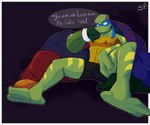 2_toes anthro barefoot blue_eyes bulge eye_mask feet green_body looking_away male pillow prosthetic prosthetic_arm prosthetic_limb sitting solo stripes tired_look toes yellow_stripes shortfuze rise_of_the_teenage_mutant_ninja_turtles teenage_mutant_ninja_turtles future_leonardo_(rottmnt) leonardo_(tmnt) pond_slider red-eared_terrapin reptile scalie terrapin turtle 6:5 hi_res