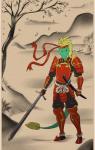 accessory anthro armor asian_clothing biped blonde_hair blue_eyes boat clothed clothing cloud detailed_background east_asian_clothing eyebrows front_view fully_clothed green_body green_scales hair headband holding_melee_weapon holding_object holding_sword holding_weapon japanese_clothing katana lake leaf looking_at_viewer male melee_weapon mountain outside plant rope samurai scales sky solo standing sword tail tail_tuft tree tuft vehicle warrior watercraft weapon whiskers lonbluewolf asian_mythology east_asian_mythology mythology sek-raktaa dragon eastern_dragon mythological_creature mythological_scalie scalie 2015 digital_media_(artwork) full-length_portrait hi_res portrait sketch spot_color