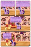 absurd_res applejack_(mlp) base_three_layout bedroom_eyes blockage_(layout) book comic dialogue duo english_text equid female feral four_frame_image friendship_is_magic furniture gutovi-kun hasbro hi_res horizontal_blockage mammal my_little_pony narrowed_eyes seductive table text three_row_layout twilight_sparkle_(mlp)