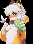 6_breasts 6_nipples anthro black_eyes blush bodily_fluids breasts brown_body brown_fur brown_paws clothed clothing clothing_lift female frown fur green_clothing green_shirt green_topwear hair inner_ear_fluff loli looking_at_viewer midriff multi_breast multi_nipple nipples orange_body orange_fur pink_nipples pink_ribbon ponytail ribbons shirt shirt_lift short_hair solo sweat topwear tuft white_body white_fur white_hair yellow_body yellow_fur young young_anthro dagasi sora-chan canid canine fox mammal hi_res