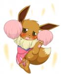 2015 blush brown_body brown_eyes brown_fur canid canine cheerleader clothed clothing eevee female feral fur generation_1_pokemon genitals hindpaw jumajumi25d looking_at_viewer mammal nintendo open_mouth pawpads paws penetration pokemon pokemon_(species) pom_poms pussy sex_toy sex_toy_under_clothing solo vaginal vibrator white_body white_fur