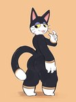 anthro black_body black_fur blep bodily_fluids butt fur male markings solo sweat sweatdrop sweaty_butt tail tail_markings tongue tongue_out whiskers white_body white_fur yellow_eyes keomob animal_crossing nintendo punchy_(animal_crossing) domestic_cat felid feline felis mammal hi_res