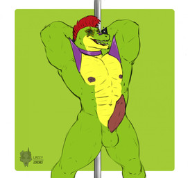 abs animal_genitalia animal_penis anthro areola balls barazoku biceps border choker erection eyewear genital_slit genitals glasses green_background green_body green_nose green_skin hair jewelry long_penis looking_at_viewer male manly mohawk multicolored_body multicolored_skin muscular muscular_anthro muscular_male navel necklace nipples non-mammal_balls nude open_mouth pecs penis pole presenting presenting_balls presenting_penis presenting_slit raised_arm red_eyes red_hair sharp_teeth short_hair simple_background smile solo standing star star_glasses stripper stripper_pole teeth thick_thighs triceps white_border yellow_body yellow_skin lazzyd0g five_nights_at_freddy's five_nights_at_freddy's:_security_breach scottgames steel_wool_studios montgomery_gator alligator alligatorid crocodilian reptile scalie 2021 green_theme hi_res