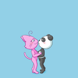 >_< air_inflation anthro blowing blue_background blue_eyes blush duo eye_contact eyelashes eyes_closed featureless_crotch female head_inflation heart_symbol inflation kissing looking_at_another male mouth_closed multicolored_body no_eyebrows nude nude_anthro nude_female nude_male pink_body puffed_cheeks red_heart side_view simple_background tail tail_motion tailwag whiskers peketope bear felid feline giant_panda mammal 1:1 2025 2d_animation animated digital_media_(artwork) hi_res loop shaded short_playtime sound video