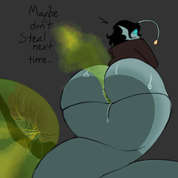anthro anus big_butt bodily_fluids butt butt_squish duo fart fart_fetish farting_on_another farting_on_face huge_butt male male/male punishment questionable_consent size_difference split_form squish sweat sweatdrop sweaty_butt c1rqu3s8 pressure_(roblox) sebastian_solace_(pressure) anglerfish_merfolk aquatic fish human mammal merfolk 1:1 hi_res