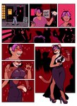 anthro artist_initials biped black_hair blue_eyes blush border breast_expansion breasts butt cellphone clothing countershade_face countershade_fur countershade_neck countershade_torso countershading dipstick_tail dress electronics expansion female footwear front_view fur fur_growth group growth hair high_heels highlights_(coloring) human_to_anthro inside looking_at_object looking_at_phone markings motion_lines outside pawpads phone purple_highlights rear_view shirt shoes side_view smartphone smile snout snout_growth solo_focus sparkles species_transformation standing t-shirt tail tail_growth tail_markings topwear transformation white_border year yellow_sclera blackshirtboy felid human lion mammal pantherine 2023 absurd_res colored comic hi_res