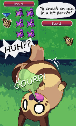 abdominal_bulge ambiguous_gender arrow_sign burp_cloud burping computer dialogue digestion electronics fatal_vore feral feral_pred feral_prey gameplay_mechanics multiple_prey open_mouth oral_vore soft_vore speech_bubble text_box upside_down vore weight_gain white_eyes beanshaped nintendo pokemon furret generation_1_pokemon generation_2_pokemon pokemon_(species) rattata digital_media_(artwork) hi_res pixel_(artwork)