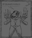 against_surface anthro big_breasts bone breasts female genitals hanging_breasts looking_at_viewer nipples nude on_glass simple_background sketchy skinny skull skull_head solo teeth text vulva the_dark_skull scp_foundation scp-1471-a canid canine malo mammal digital_media_(artwork) guide_lines hi_res monochrome sketch sketch_page