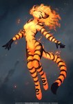 4_toes 5_fingers alternate_species anthro black_stripes breasts digitigrade featureless_breasts featureless_crotch feet female fingers fire flaming_hair front_view fur hovering levitation looking_at_viewer markings multicolored_body navel nude nude_anthro nude_female orange_body orange_eyes orange_fur orange_tail pseudo_hair simple_background smile smoke solo striped_body striped_fur striped_markings striped_tail stripes tail tail_markings text toes two_tone_body conditional_dnp tom_fischbach microsoft the_elder_scrolls twokinds flora_(twokinds) atronach elemental_creature felid fire_creature keidran mammal pantherine tiger 2024 absurd_res hi_res url