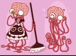 1_eye brain broom cleaning_tool clothed clothing coin dress duo eyestalks female gold_(metal) gold_coin green_eyes heart_symbol holding_broom holding_cleaning_tool holding_object maid_uniform not_furry nuzzling organs pink_body red_body simple_background solo solo_focus standing tentacles uniform vein vexedcalyx thalama_(vexedcalyx) brain_creature organ_creature colored digital_drawing_(artwork) digital_media_(artwork) shaded