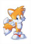 ambiguous_gender anthro blue_eyes clothing footwear fur gloves handwear simple_background smile solo young young_anthro air-city sega sonic_the_hedgehog_(series) miles_prower canid canine fox mammal male_(lore)