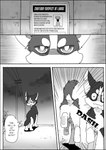 all_fours electrical_pole facial_scar feral glare realization road running scar text wanted_poster ayaka a-chan shibeta canid canine canis domestic_dog husky mammal nordic_sled_dog spitz comic english_text monochrome translated