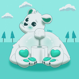ambiguous_gender blue_pawpads blue_sky blush butt cloud glistening glistening_butt looking_at_viewer looking_back nude pawpads paws plant sky smile solo tail toilet_paper tree young garoadams belux_bear bear mammal polar_bear ursine 1:1 hi_res