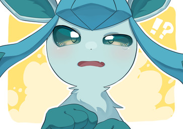 ambiguous_gender blue_body blue_fur blush cute_fangs fangs feral fur green_body green_eyes green_fur interrobang kemono looking_at_viewer open_mouth solo teeth tongue c62r8myfyiuhf5d nintendo pokemon eeveelution generation_4_pokemon glaceon pokemon_(species) 2022 bust_portrait digital_media_(artwork) hi_res portrait reaction_image