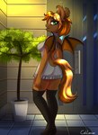 anthro clothing costume dress female legwear mineshaft pose solo stockings caliluminos hasbro my_little_pony bat_pony equid equine horse mammal pony absurd_res hi_res