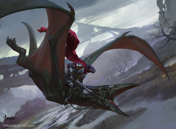 ambiguous_gender anthro armor black_body black_fur clothing cloud day duo dutch_angle feral flying fur gloves handwear holding_melee_weapon holding_object holding_polearm holding_spear holding_weapon male melee_weapon membrane_(anatomy) membranous_wings outside pauldron plant polearm riding spear swamp tail tree water weapon whiskers wings bayard_wu hasbro magic:_the_gathering wizards_of_the_coast felid mammal pantherine prehistoric_species pterosaur reptile scalie hi_res official_art