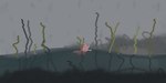 ambiguous_gender debris explosive_spear feral fog foggy_background food fruit kelp melee_weapon minimalist plant polearm raining red_body scar shoreline solo spear swimming wave weapon wreckage agate-scuggy rain_world videocult hunter_(rain_world) neuron_fly slugcat 2:1 hi_res wallpaper widescreen