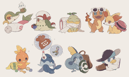 acorn ambiguous_gender anthro bag beak blue_body blue_eyes blue_feather_hair book bubble claws clothing dessert duo eyes_closed eyewear feathers feral food footwear fruit fur green_body hat headgear headwear holding_object ice_cream inner_ear_fluff leaf_(anatomy) looking_back lying nut_(fruit) on_front one_eye_closed orange_body orange_feathers orange_fur plant pokeball question_mark red_eyes shoes simple_background sitting solo sunglasses tail tuft white_body white_feathers yellow_body yellow_fur himetya105 nintendo pokemon avian bird canid canine charmander chikorita elemental_creature fennekin flora_fauna generation_1_pokemon generation_2_pokemon generation_3_pokemon generation_4_pokemon generation_5_pokemon generation_6_pokemon generation_7_pokemon generation_8_pokemon generation_9_pokemon mammal pokemon_(species) popplio quaxly scalie snivy sobble torchic turtwig 2025 hi_res